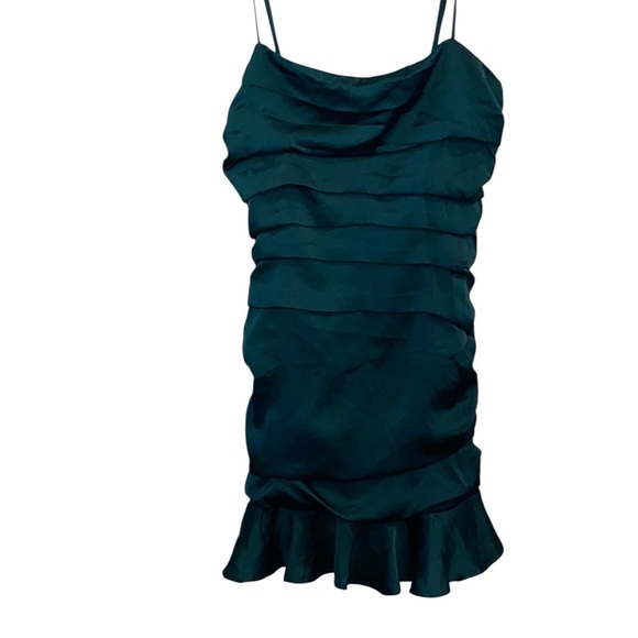 Hello Molly Mission Accomplished Emerald ruffle ruched mini Holiday Party dress - Picture 7 of 12